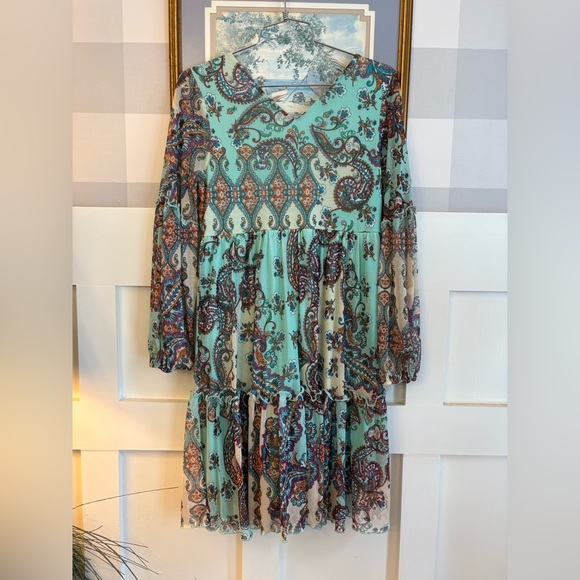 Kate and Lily Floral Bohemian Babydoll Paisley V-Neck Dress Size 6 - Picture 5 of 7